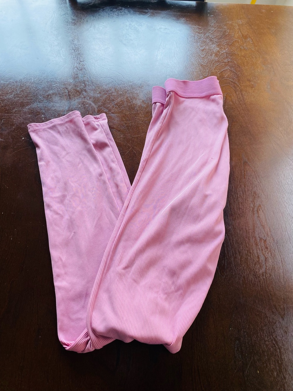 Pink Ribbed Leggings - Soft Stretch